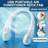 Mini Portable 2 In 1 USB Air Cooler Mini Electric Air Conditioner Neck Fan NEW